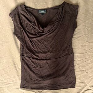 women's brown low, baggy neck top